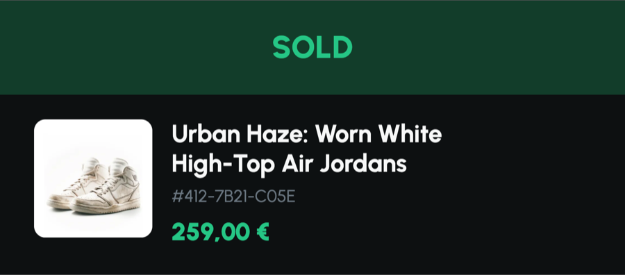 App: sold order at 259 euro
